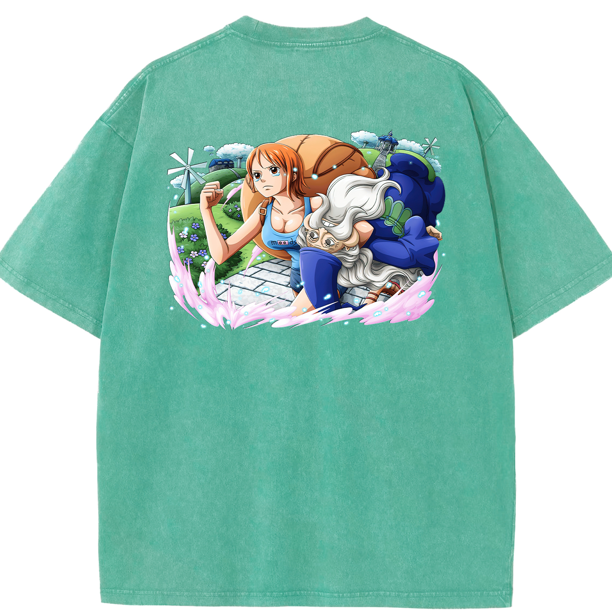 ワンピース ナミ ONE PIECE Nami 綿100% ヴィンテージ風 半袖Tシャツ（背面プリント）